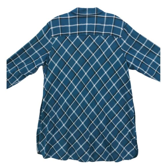 J. JILL Blue Plaid Check Double Fabric Tunic Shirt Button Up 100% Cotton Size 1X - Picture 7 of 11